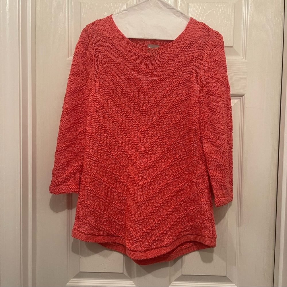 Chicos Coral Knit Sweater